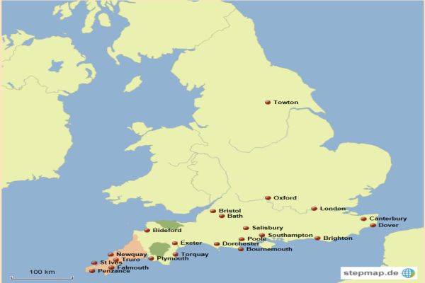 England Karte Region Cornwall Thobareisen